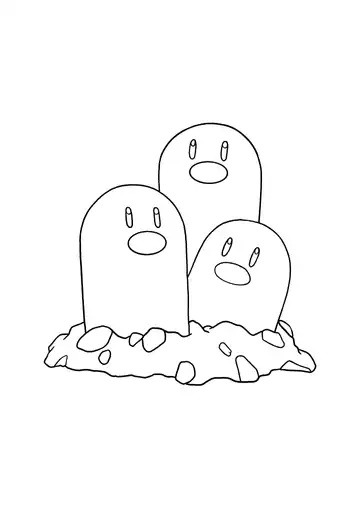 Pokémon Dugtrio coloring page