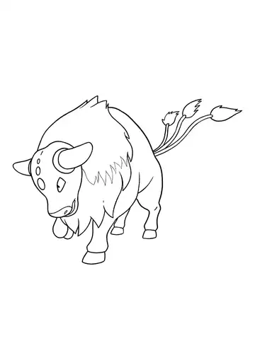 Pokémon Paldean Tauros Combat Breed coloring page