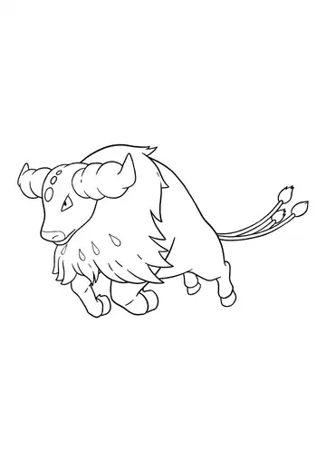 Pokémon Paldean Tauros Aqua Breed coloring page