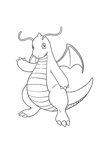 Pokémon Dragonite coloring page