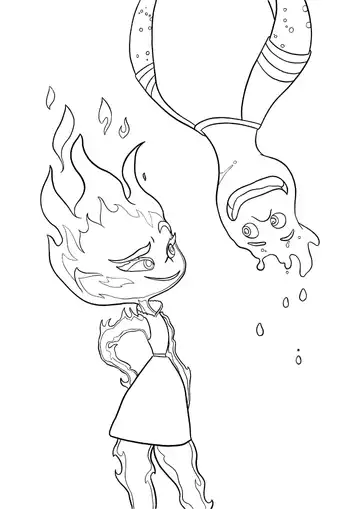 Elemental Ember and Wade coloring page