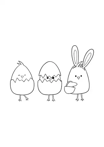 Cute Easter Chicks coloring page