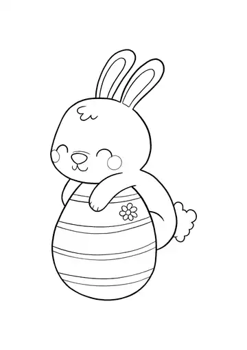 Cute Easter Bunny hugging an Easter Egg coloring page
