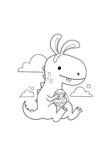 Dinosaur holding an Easter Egg coloring page