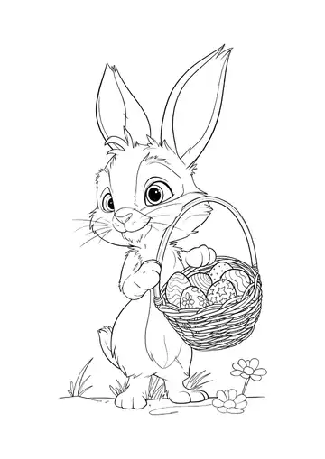 Easter Bunny with a Basket full of Easter Eggs