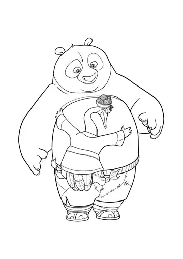 Kung Fu Panda Mr. Ping hugging Po coloring page