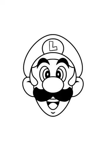 Super Mario Bros. Luigi Face coloring page