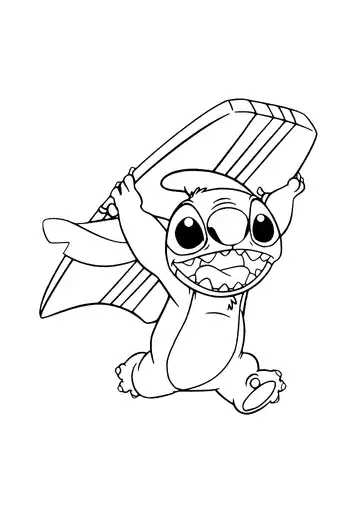 Lilo & Stitch - Stitch wants to go surfing coloring page