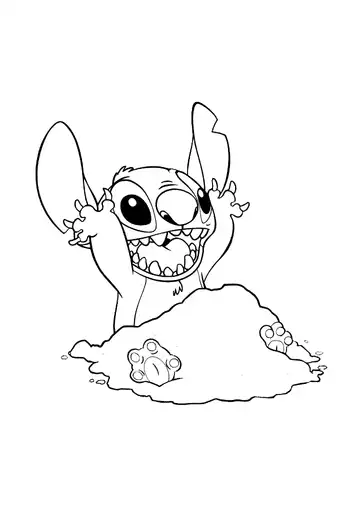 Lilo & Stitch – Stitch in the Sand coloring page