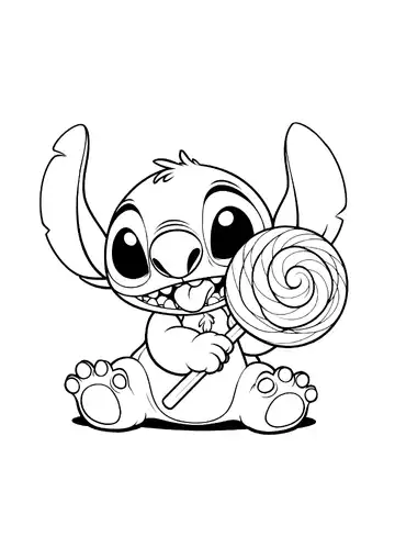 Lilo & Stitch – Stitch with a Lollipop coloring page
