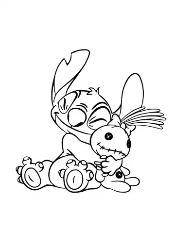 Lilo & Stitch – Stitch Hugging Scrump coloring page