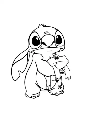 Lilo & Stitch – Stitch and frog coloring page