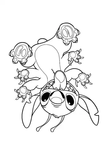 Lilo & Stitch - Upside Down Alien Stitch coloring page