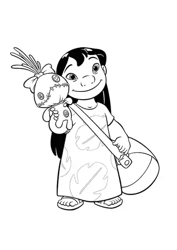 Lilo & Stitch - Lilo with Scrump coloring page