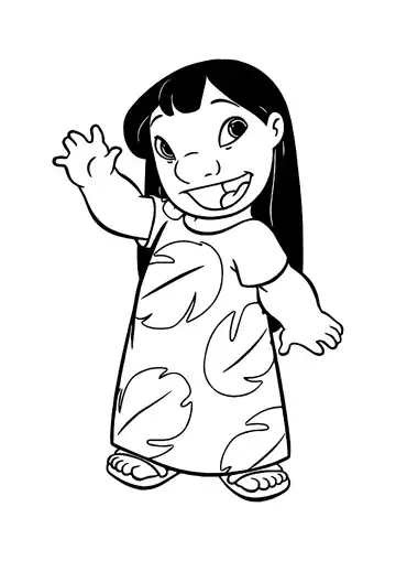 Lilo & Stitch - Lilo waving hello coloring page