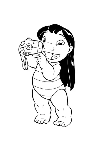 Lilo & Stitch - Lilo with camera coloring page