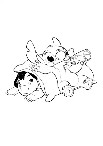 Lilo & Stitch – Pillow Relaxing coloring page