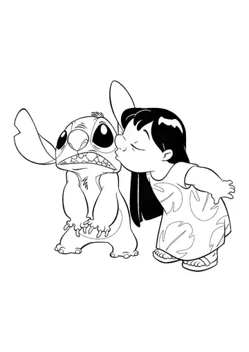 Lilo & Stitch – Kissing Moment coloring page