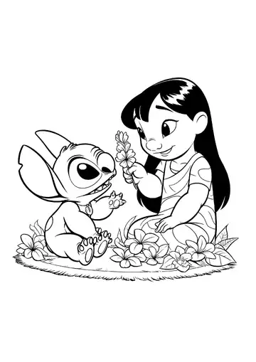 Lilo & Stitch – Flower Time coloring page