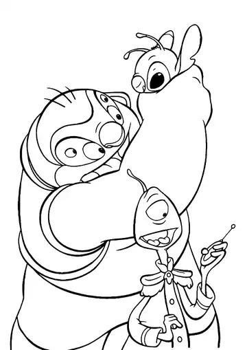 Lilo & Stitch - Jumba, Pleakley & Stitch coloring page