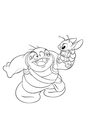 Lilo & Stitch – Jumba holding Stitch coloring page