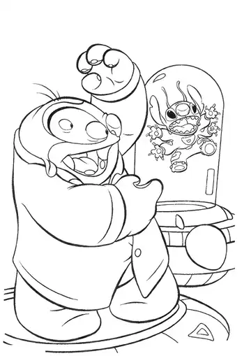 Lilo & Stitch – Jumba and Stitch in containment pod coloring page
