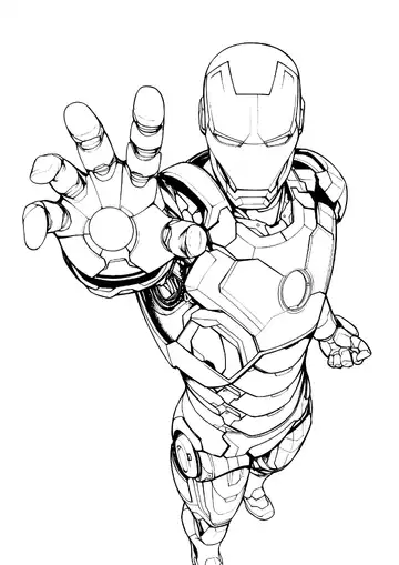 Iron Man commanding pose coloring page