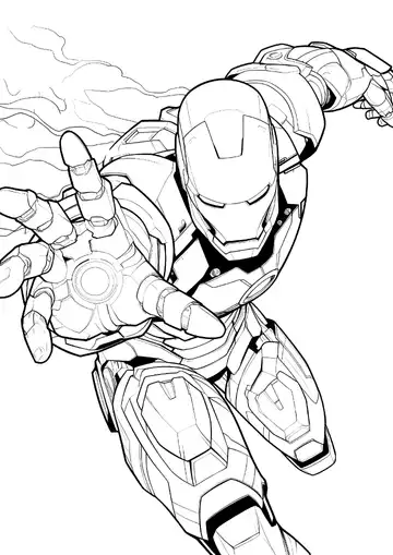 Iron Man Flying into Action coloring page