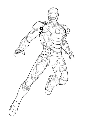 Iron Man power pose coloring page
