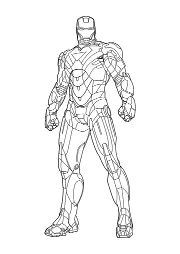 Iron Man battle ready coloring page
