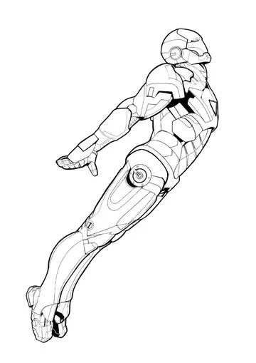 Iron Man flight pose coloring page