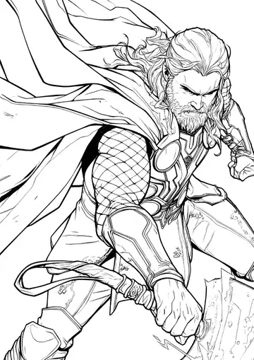 Thor with Stormbreaker coloring page