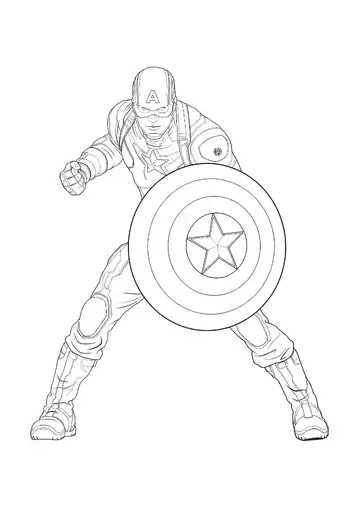 Captain America shield pose coloring page
