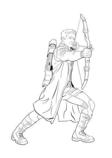 Hawkeye aiming with bow coloring page
