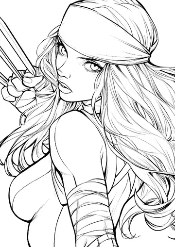Elektra warrior pose coloring page