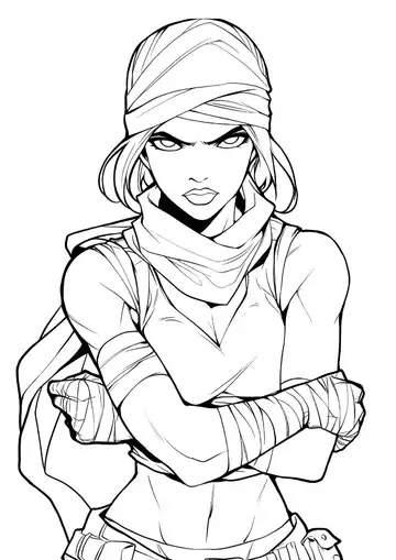 Elektra fierce stance coloring page