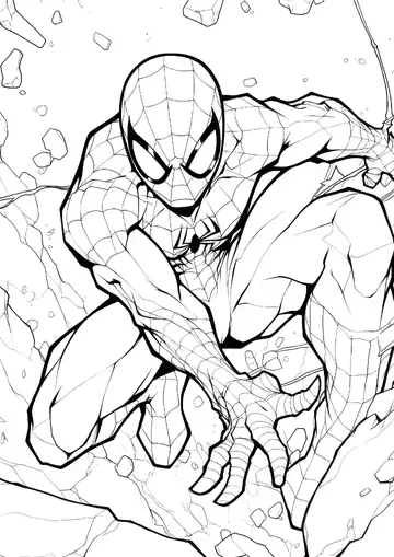 Spider-Man action pose coloring page