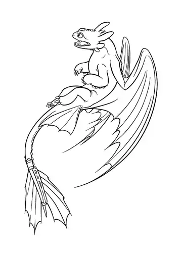 Toothless soaring through the skies coloring page