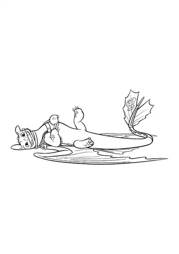 Toothless rolling over coloring page