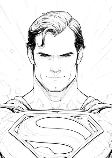 Superman heroic portrait coloring page