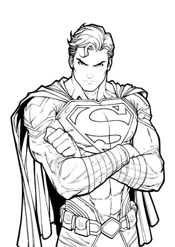 Superman heroic pose coloring page