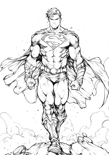 Superman powerful stance coloring page