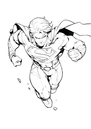 Superman powerful flight coloring page