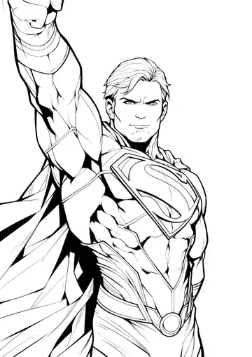 Superman heroic pose coloring page