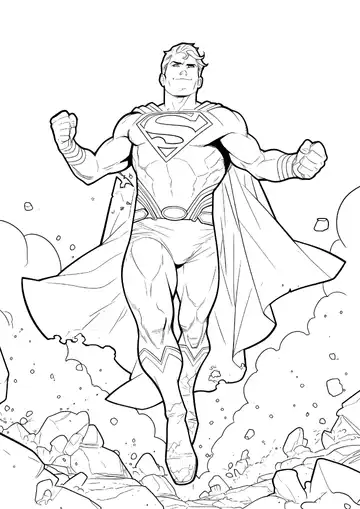 Superman heroic flight coloring page