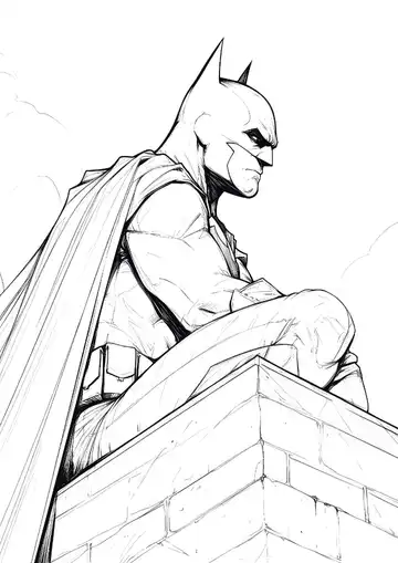 Batman watching over the city coloring page