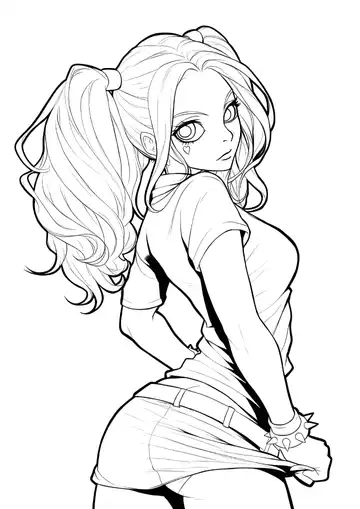 Harley Quinn fierce attitude coloring page
