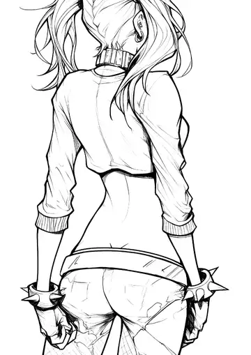 Harley Quinn edgy street style coloring page
