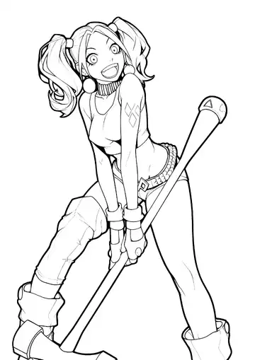 Harley Quinn oversized mallet fun coloring page