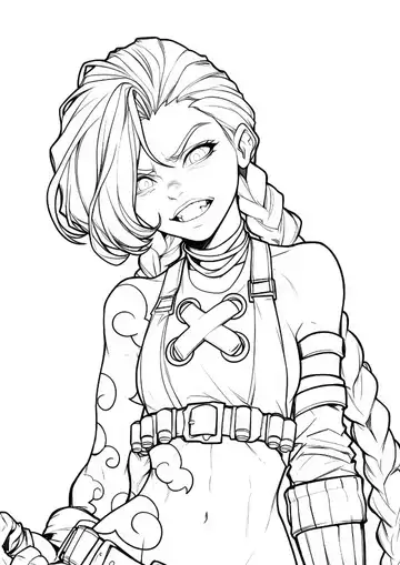Jinx fierce battle stance coloring page